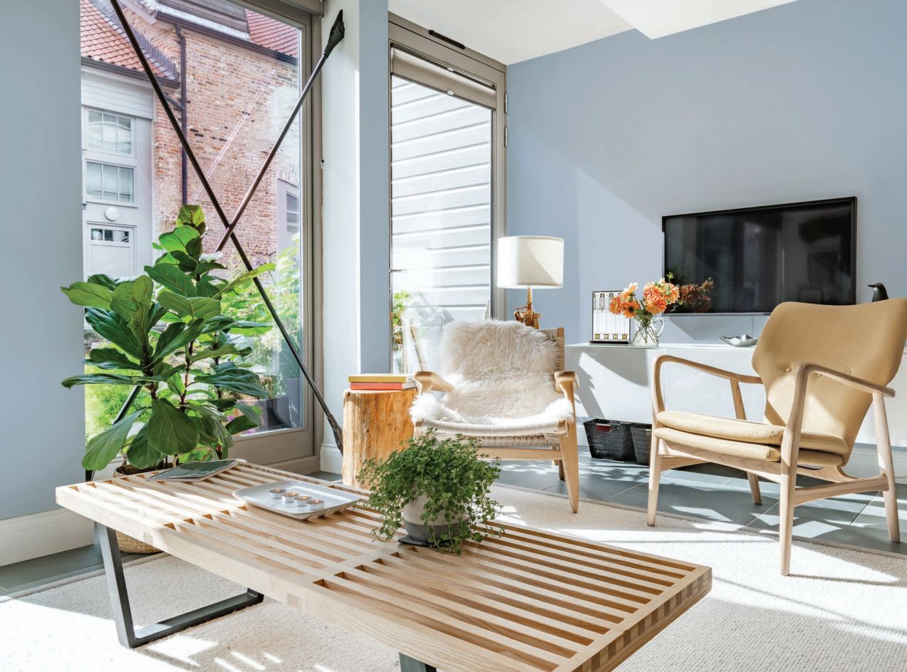 Обои Milassa Ambient vol.4 Plain Голубая Дымка AM4 006/1 10,05×1 фото в интерьере